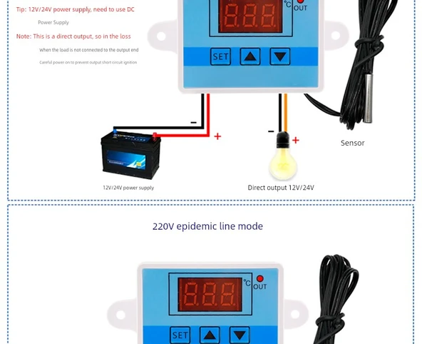 Mikro Bilgisayar Dijital Sıcaklık Kontrol Cihazı - W3002 DC12V 120W - 9