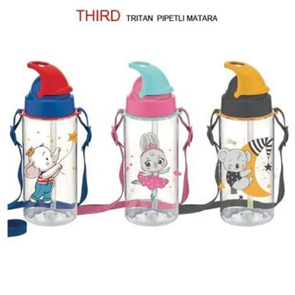 Gıpta Thırd Tritan Desenli Pipetli Matara 500 Cc  (adet fiyatı , karışık renk)