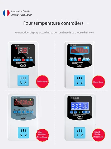 Dijital Sıcaklık Kontrol Prizi - Yüksek Hassasiyet Üç Ekran Hava Başlığı 1500W - 5