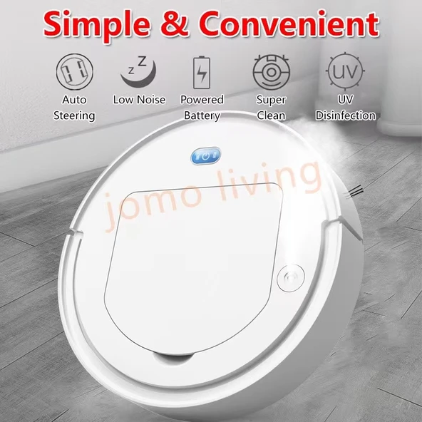 Otomatik Kablosuz Akıllı Robot Süpürge Nemlendirici - A3 Siyah - Resim 5