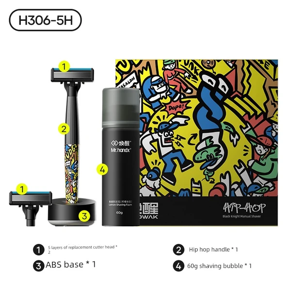 Graffiti Manuel Tıraş Makinesi - H306-5H [1 Sap 1 Taban 2 Başlık 1 Köpük]-1 - 1