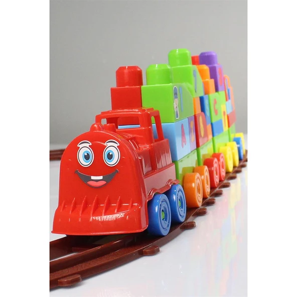 Play Blox Oyuncak Tren Seti 77 Parça Sayılar ve Alfabe Treni Parlak Renkler Mega Blok Seti - 4