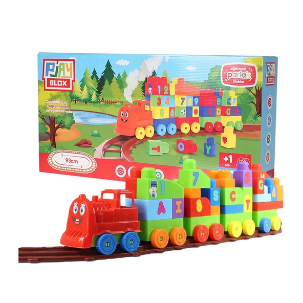 Play Blox Oyuncak Tren Seti 77 Parça Sayılar ve Alfabe Treni Parlak Renkler Mega Blok Seti - 3