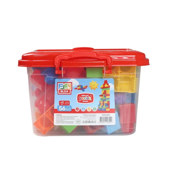 Play Blox Yapı Oyuncakları 56 Parça Kovalı Parlak Renkler Mega Blok Seti 3042 - 5