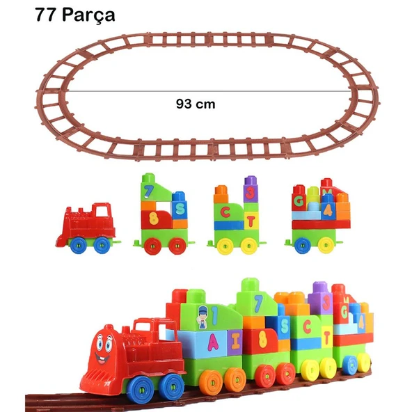 Play Blox Oyuncak Tren Seti 77 Parça Sayılar ve Alfabe Treni Parlak Renkler Mega Blok Seti - 2