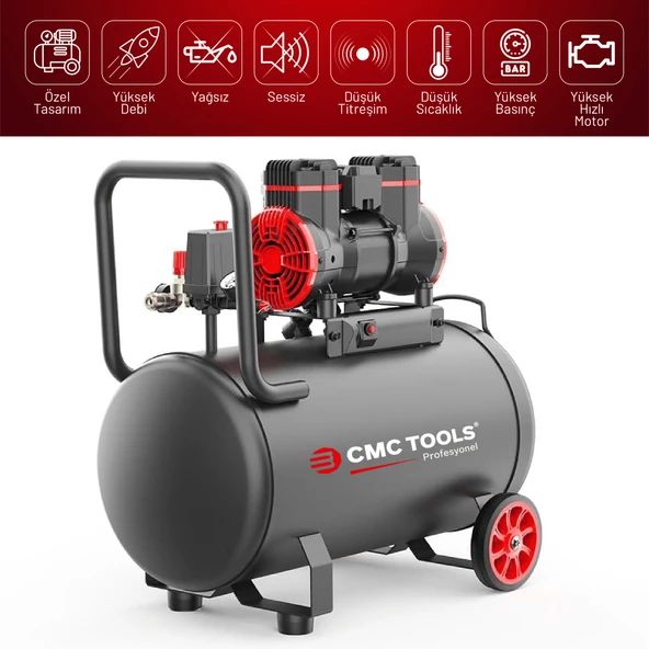 CMC 50 Litre Sessiz Yağsız Hava Kompresörü 2 Hp - 2