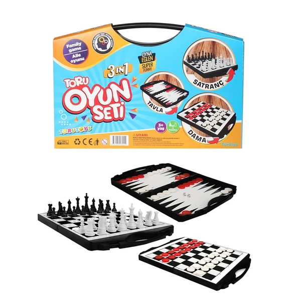 Toru 3 in 1 Çantalı Oyun Seti Satranç-Dama-Tavla - 3