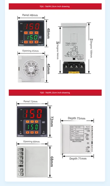 Dijital PID Sıcaklık Kontrol Cihazı - K-tipi 30A Röle Çıkışı - 72x72 - 8
