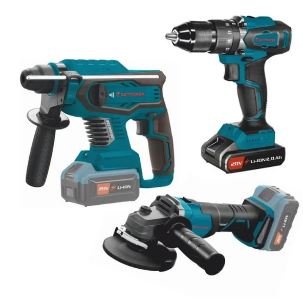 CATPOWER KÖMÜRSÜZ AKÜLÜ VİD+ KIRICI DELİCİ+ TAŞLAMA 3LÜ SET SOLO(AKÜSÜZ) (4130)
