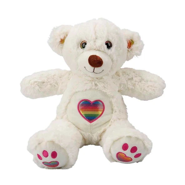 3184 Gökkuşağı Kalpli Peluş Ayı 30 cm -Sunman - 2