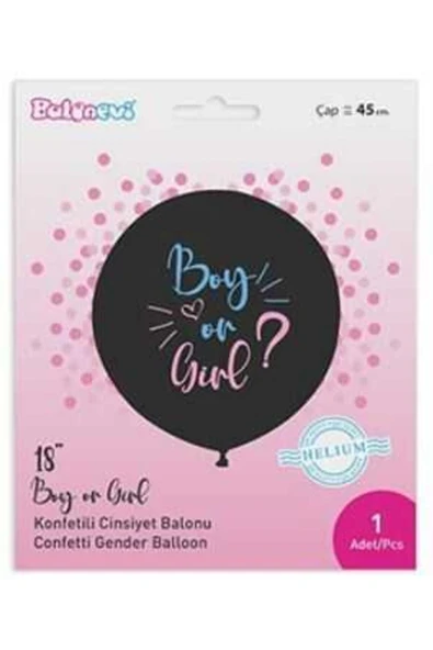 Doğa Parti Evi Cinsiyet Belirleme Balonu 18 Inc Konfetili Pembe 1 Adet - 2