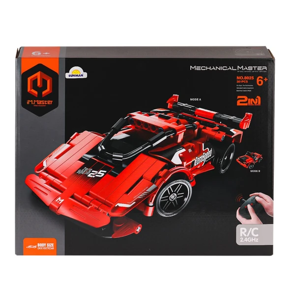 8025 IMM Kumandalı Süper Araba 2IN1 Kırmızı 351 Parça ürün görseli 1
