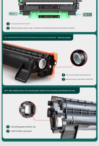 Toner Kartuşu - 5 Al 1 Bedava - Büyük Kapasite Toz Kartuşu + 1 Şişe Toner - 5000 Sayfa Baskı - 9