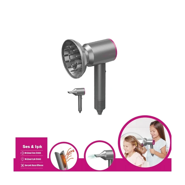 HUA-1019 Sesli ve Işıklı 2IN1 Lüks Saç Şekillendirici Set -Vardem Oyuncak - 4