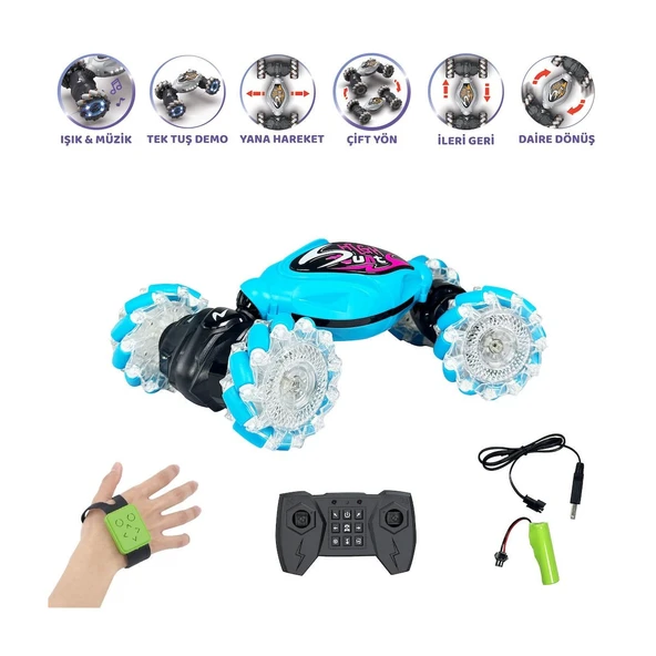 HG4-28 Uzaktan Kumandalı Bilekten Kontrol Şarjlı 2.4G Stunt Araba - Resim 4