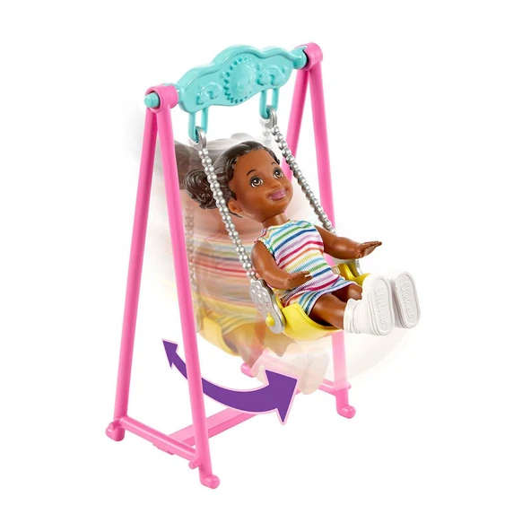 HHB67 Barbie  Bebek Bakıcısı Skipper Oyun Evi Seti - 5