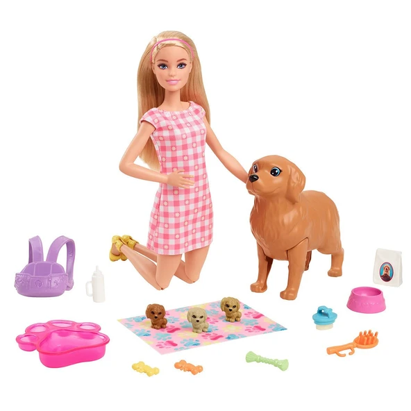 HCK75 Barbie ve Yeni Doğan Köpekler Oyun Seti, Barbie ve Hayvanları - Resim 2