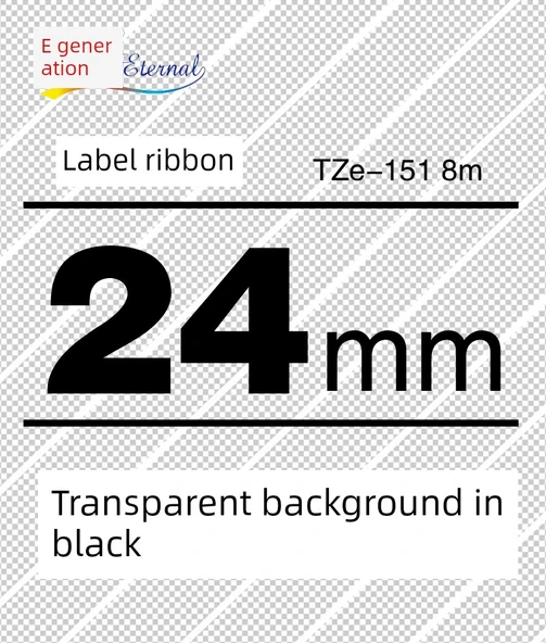 Etiket Şeridi 24mm Şeffaf Siyah TZe-151