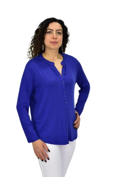 Kadın Uzun Kol Düğmeli Bluz BGL-ST04680 - Resim 4