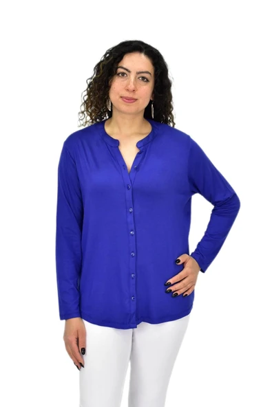 Kadın Uzun Kol Düğmeli Bluz BGL-ST04680 - Resim 2