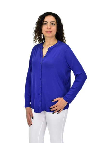 Kadın Uzun Kol Düğmeli Bluz BGL-ST04680 - Resim 3