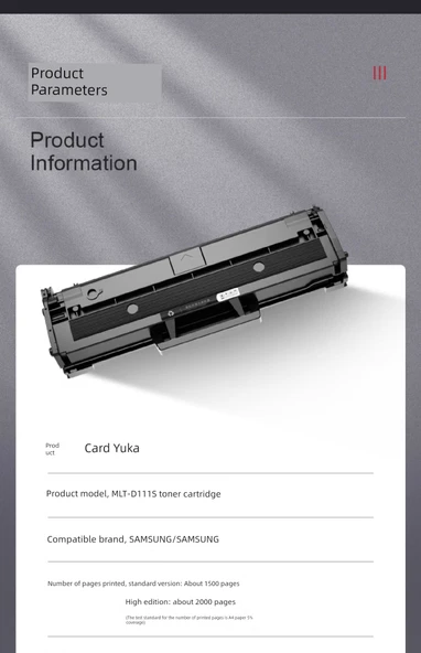Samsung D111S Uyumluluk Toner Kartuşu - [Sayfa 8300] Büyük Kapasite ile Çip +3 Toner Şişesi - 10