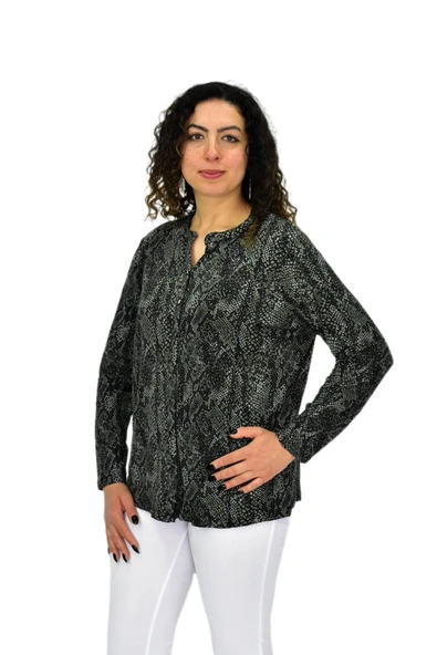 Kadın Uzun Kol Düğmeli Bluz BGL-ST04685 - Resim 3