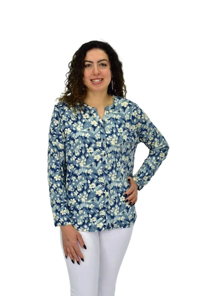 Kadın Uzun Kol Düğmeli Bluz BGL-ST04686 - Resim 4