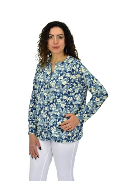 Kadın Uzun Kol Düğmeli Bluz BGL-ST04686 - Resim 3