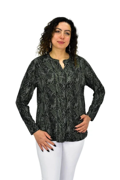 Kadın Uzun Kol Düğmeli Bluz BGL-ST04685 - Resim 4