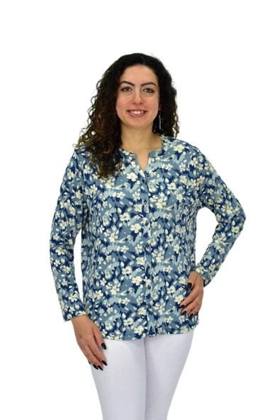 Kadın Uzun Kol Düğmeli Bluz BGL-ST04686 - Resim 2