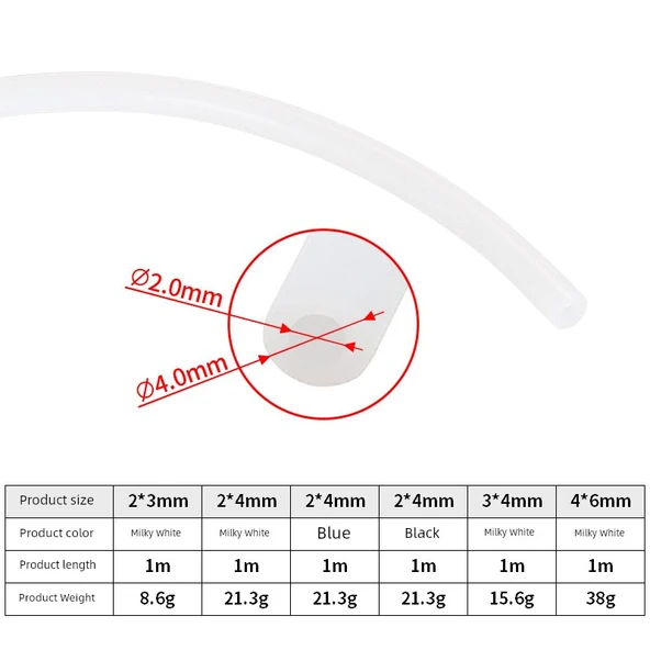 3D Yazıcı Teflon Besleme Tüpü - Şeffaf Renk 2*4 (2 m) (1.75mm) - 3