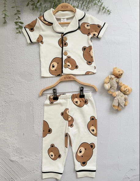Ayıcık Baskılı Yazlık Pijama Takımı