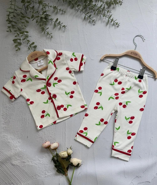 Kiraz Baskılı Yazlık Pijama Takımı - 12