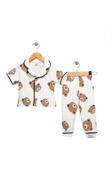 Ayıcık Baskılı Yazlık Pijama Takımı - 3