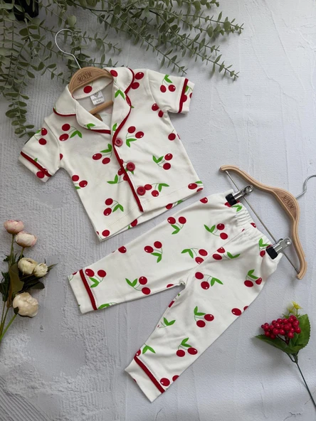Kiraz Baskılı Yazlık Pijama Takımı - 7