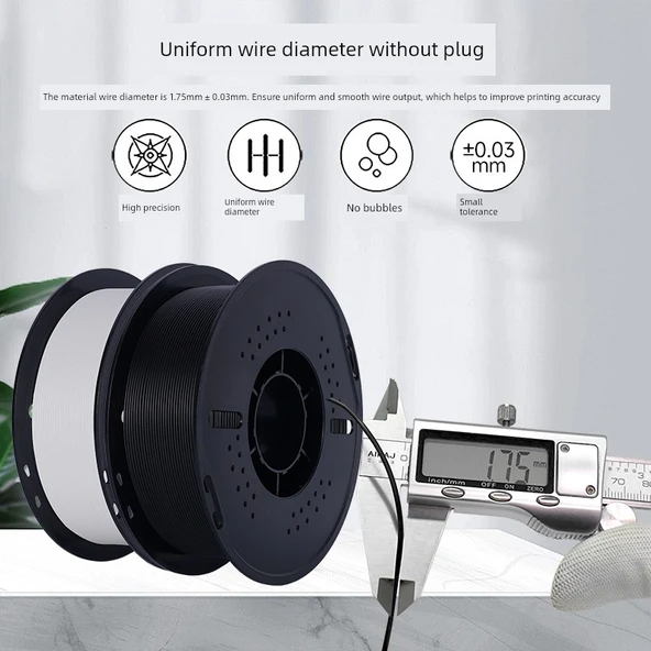 Yüksek Hız 1.75mm PLA 3D Yazıcı Filamenti - Karbon Siyahı - 1kg - 4
