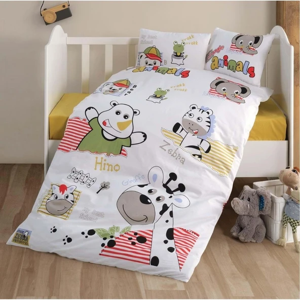 Clasy %100 Pamuk Ranforce Bebek Nevresim Takımı Animals V1 Sarı