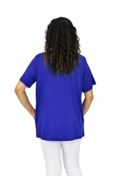 Kadın Viskon Taşlı Kısa Kol Bluz BGL-ST04679 - 11