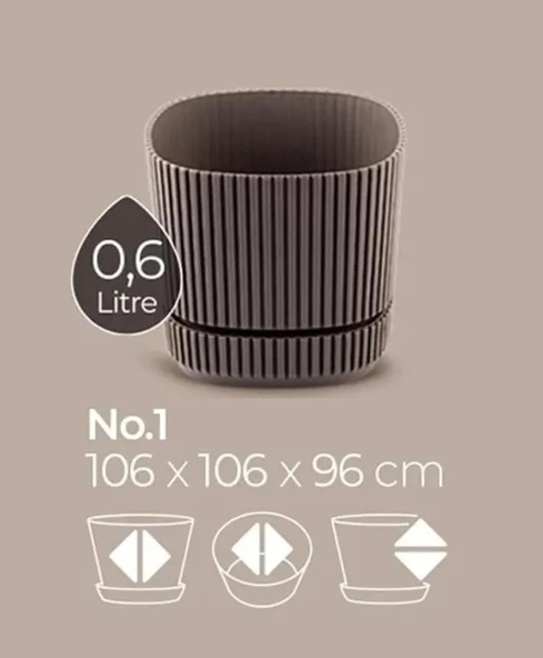 Omnipazar KRS-241 Pera Kare Dekoratif Kaktus Sukulent Saksı 0,60 Litre No 1 - 3