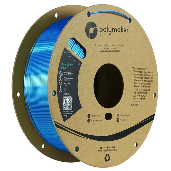 Polylite İki Renkli PLA 3D Yazıcı Filamenti 1.75mm 1kg - Kameleon İpeksi Sarı Mavi