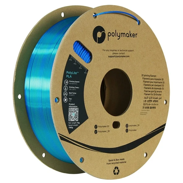 Polylite İki Renkli PLA 3D Yazıcı Filamenti 1.75mm 1kg - Karayip İpeksi Mavi Yeşil