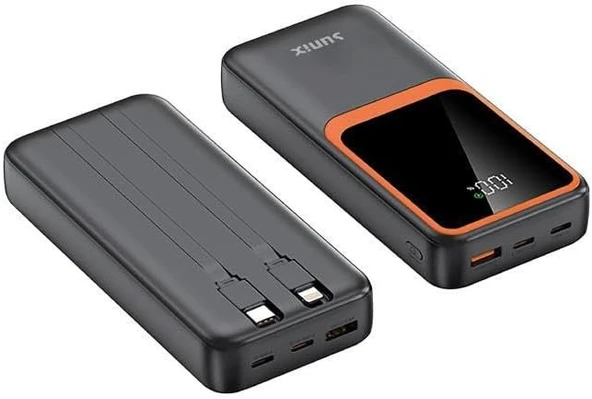 Sunix 20000 Mah Lightning Type-C Çıkışlı Dijital Göstergeli Powerbank Siyah PB-70