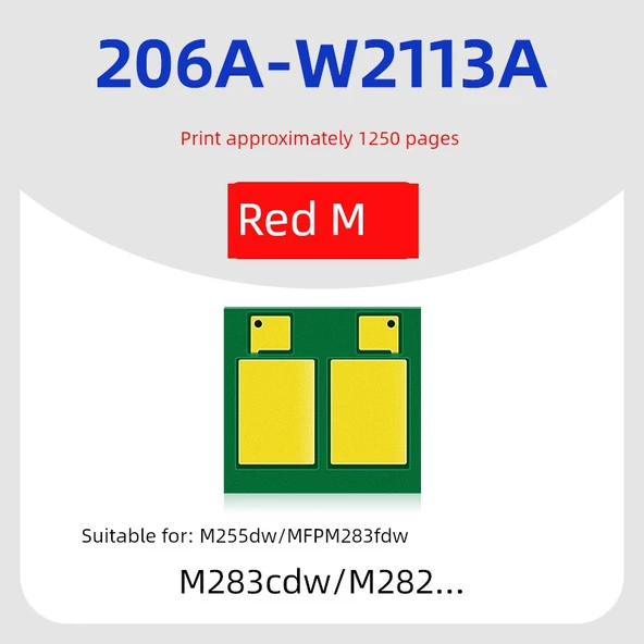 Uyumlu HP M283fdw Toner Çipi - 206A-W2113A Kırmızı Yeni Sayım Çipi - 1250 Sayfa