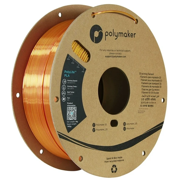 Polylite İki Renkli PLA 3D Yazıcı Filamenti 1.75mm 1kg - Günbatımı İpeksi Altın Kırmızı