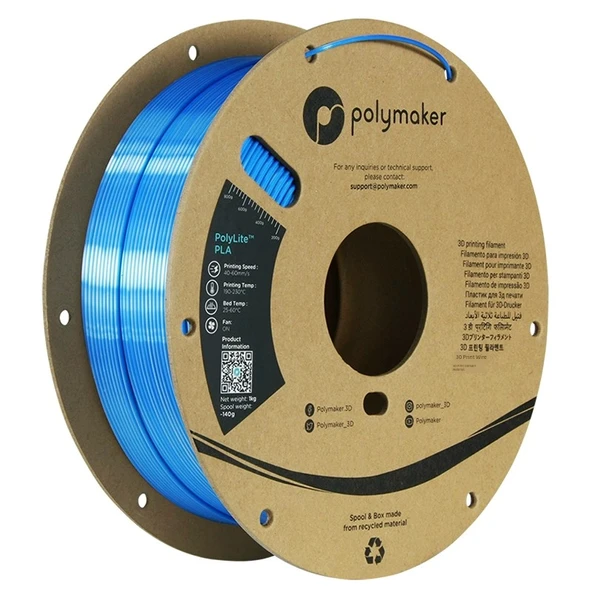 Polylite İki Renkli PLA 3D Yazıcı Filamenti 1.75mm 1kg - Buzdağı İpeksi Mavi Gümüş - Resim 1