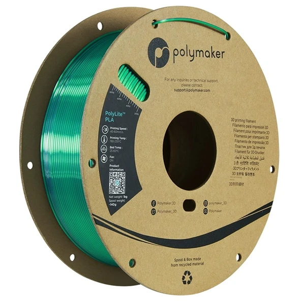Polylite İki Renkli PLA 3D Yazıcı Filamenti 1.75mm 1kg - Zümrüt İpeksi Yeşil Gümüş