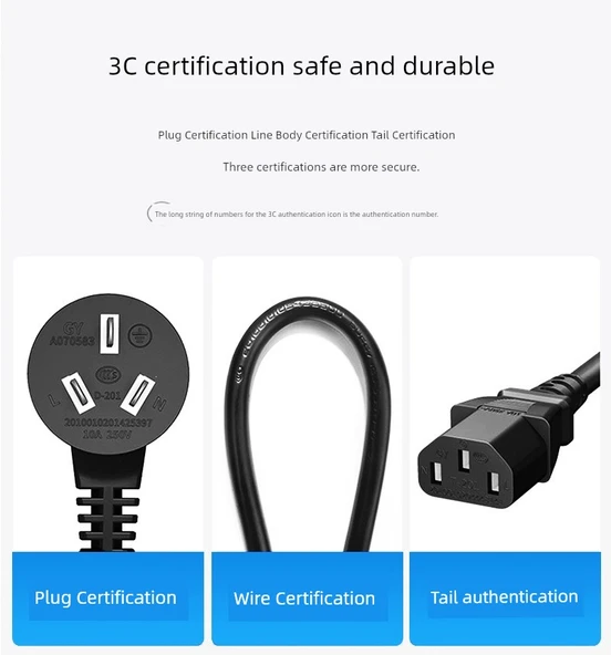 Yazıcı Güç Kablosu - 3m - 3 Prong - 3C Sertifikalı - 3