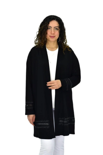 Kadın Siyah Likralı Viskon Hırka BGL-ST04678 - 2