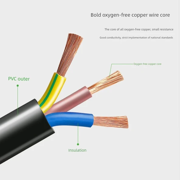Yazıcı Güç Kablosu - 2m - 3 Prong - 3C Sertifikalı - 4